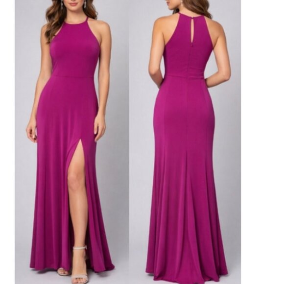 Jump Dresses & Skirts - Jump Apparel Magenta Halter Neck Evening Gown – Size 3/4